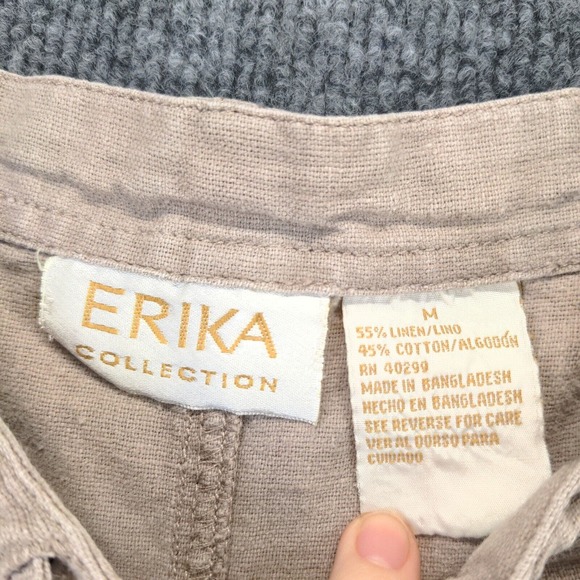 Erika Collection Women's Linen Blend Sleeveless Dress Brown Size M Pockets - Picture 8 of 11